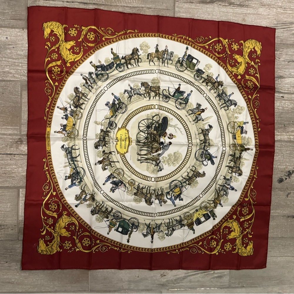 Hermes Scarf - La Promenade De Longchamps by P. Ledoux